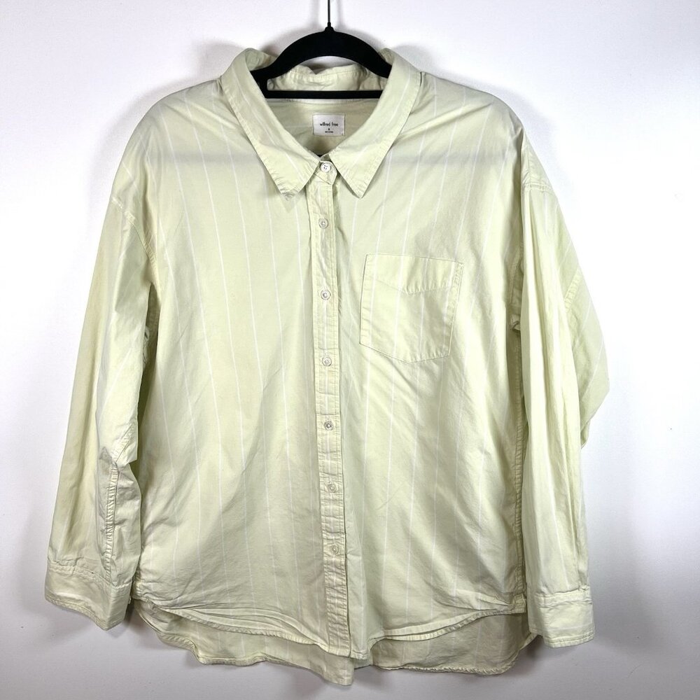 Wilfred Free Button‎ Up Shirt Women's Medium Oversized Yellow Long Sleeve Pocket